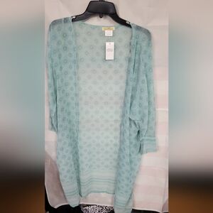 Sweet Magnolia One Size Fits All Green Kimono Teal Floral Pattern